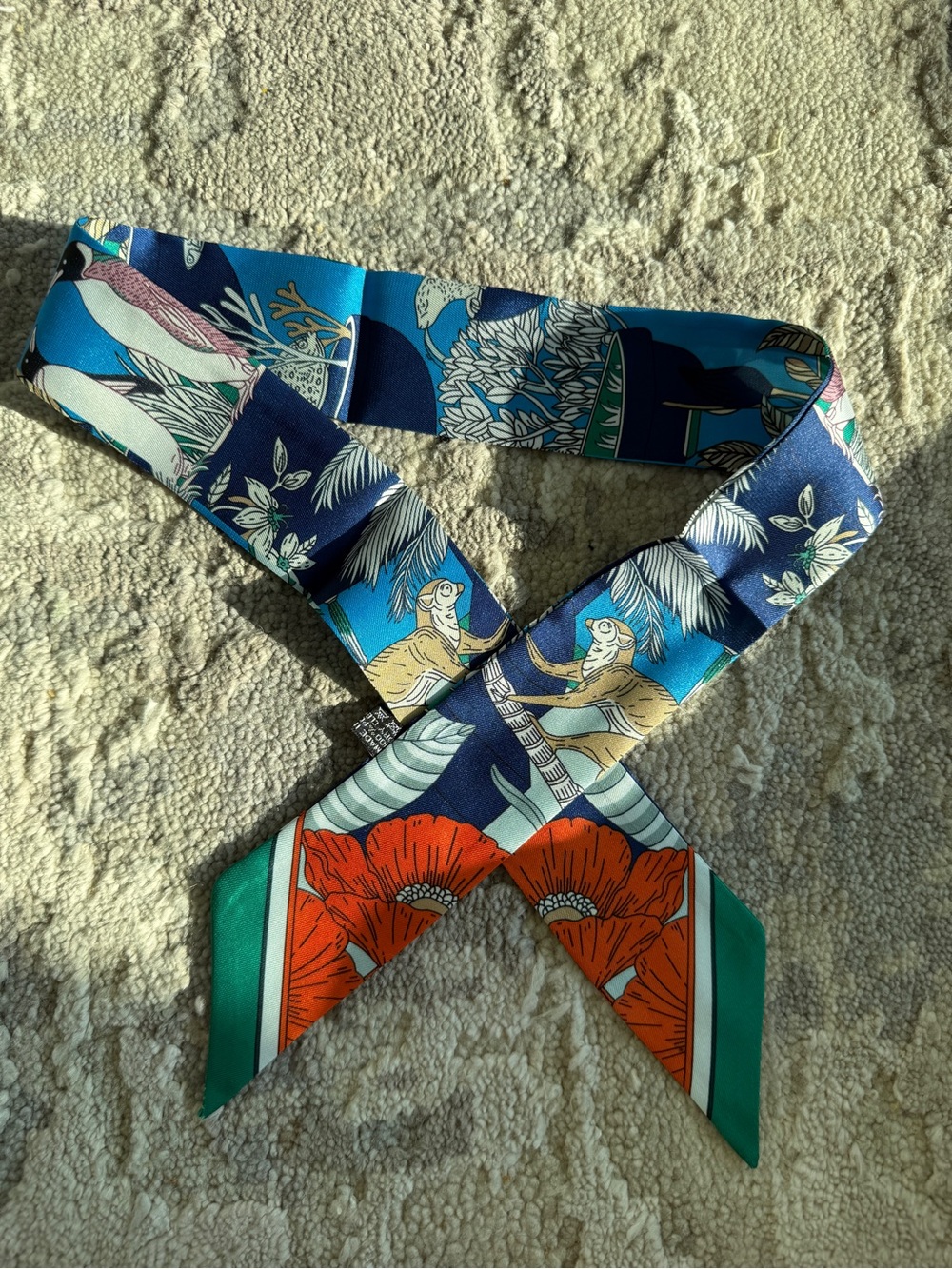Designer-style Horse Print Twilly Scarf